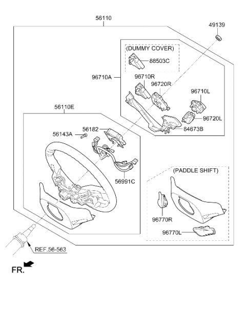2013 Hyundai Veloster Steering Wheel Assembly Diagram for 56110-2V680-RY