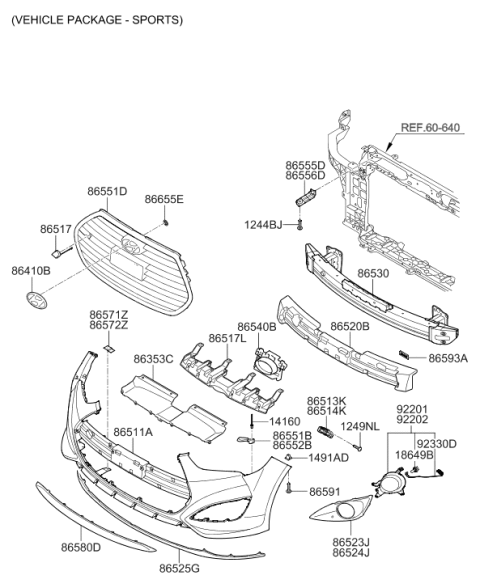 2012 Hyundai Veloster Front Bumper Diagram 2