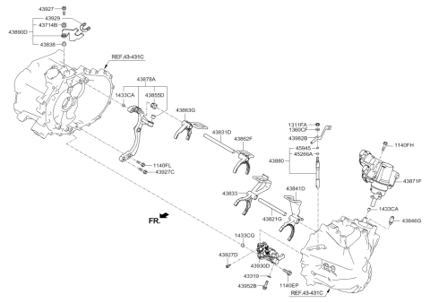 2013 Hyundai Veloster Gear Shift Control-Manual Diagram 2