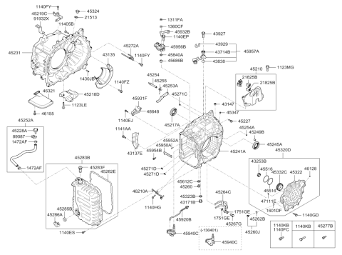 2012 Hyundai Veloster Transaxle Mounting Bracket Assembly Diagram for 45211-3BEA0