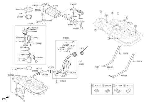 2013 Hyundai Veloster Canister Assembly Diagram for 31410-2V500