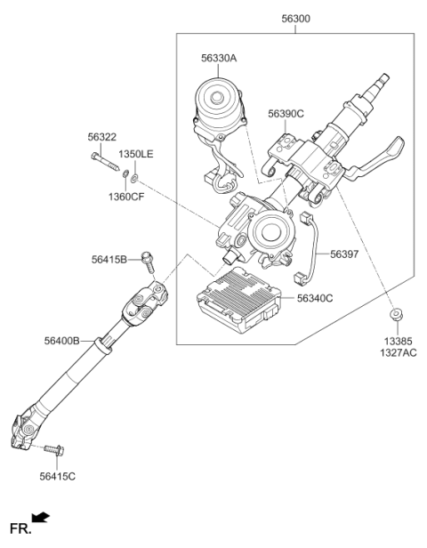 2012 Hyundai Veloster Steering Column & Shaft Assembly Diagram for 56310-2V401