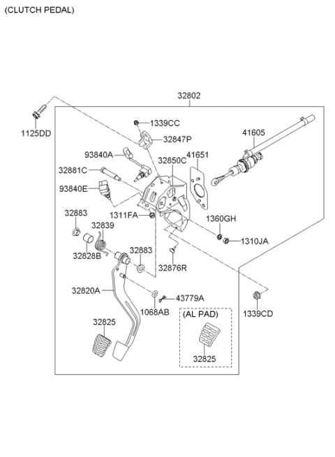 2014 Hyundai Veloster Brake & Clutch Pedal Diagram 2