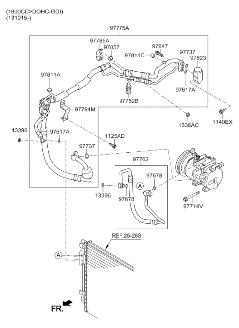 2013 Hyundai Veloster Air conditioning System-Cooler Line Diagram 2