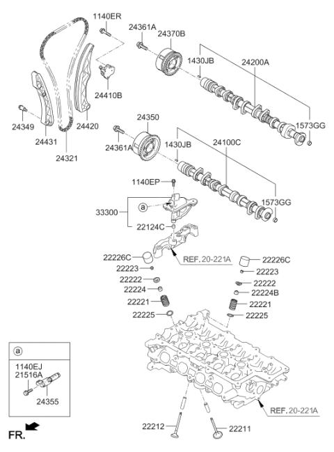 2011 Hyundai Veloster Exhaust Valve Diagram for 22212-2B010