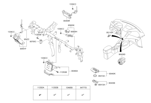 2012 Hyundai Veloster Smart Key Fob Diagram for 95440-2V100