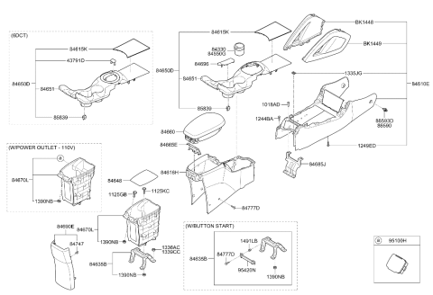 2011 Hyundai Veloster Button-Front Console Upper Cover Diagram for 84656-2V200-RSD