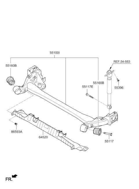 2020 Hyundai Elantra Torsion Axle Complete Diagram for 55100-F2500