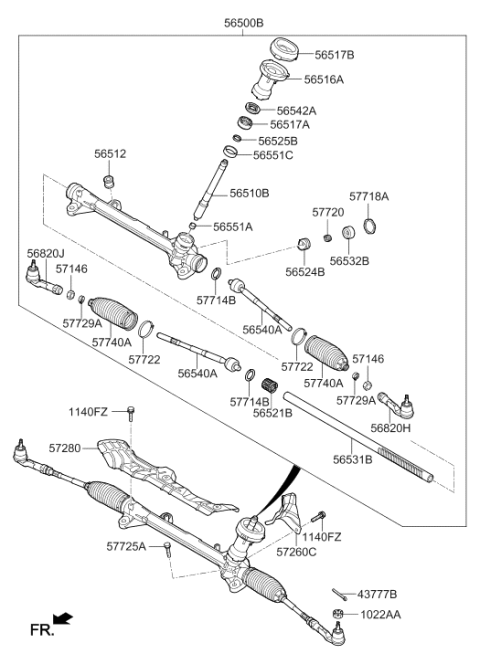 2019 Hyundai Elantra US Alabama made Power Steering Gear Box Diagram 2