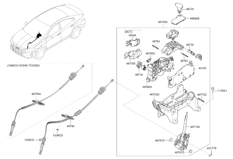2020 Hyundai Elantra Cable Assembly-Automatic Transmission Diagram for 46790-F3300