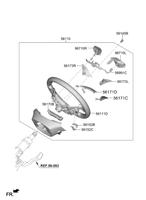 2020 Hyundai Elantra Steering Wheel Assembly Diagram for 56110-F3030-SSH