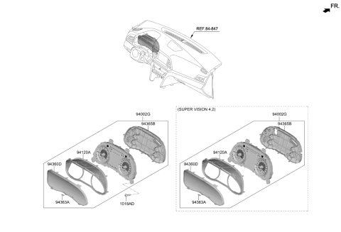 2019 Hyundai Elantra Instrument Cluster Assembly Diagram for 94041-F3070