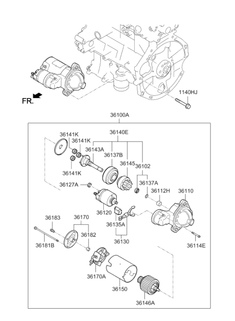 2020 Hyundai Elantra Starter Assy Diagram for 36100-03706
