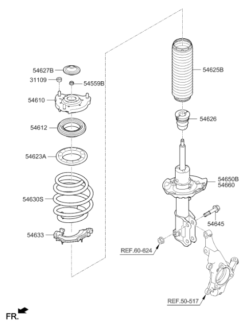 2020 Hyundai Elantra Front Strut Assembly Right Diagram for 54651-F3060