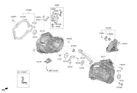 2020 Hyundai Elantra Case Manual Transmission Diagram for 43111-2C001