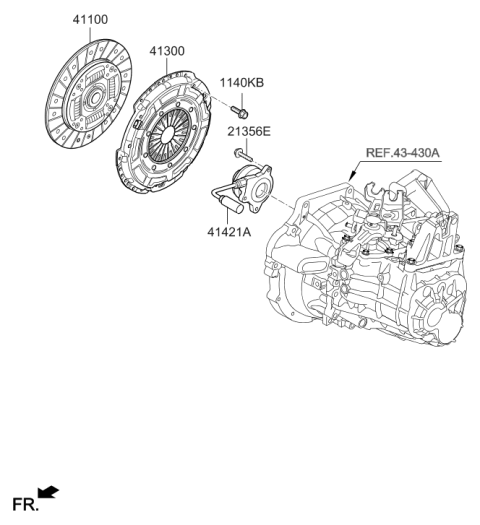 2019 Hyundai Elantra US Alabama made Clutch & Release Fork Diagram 2