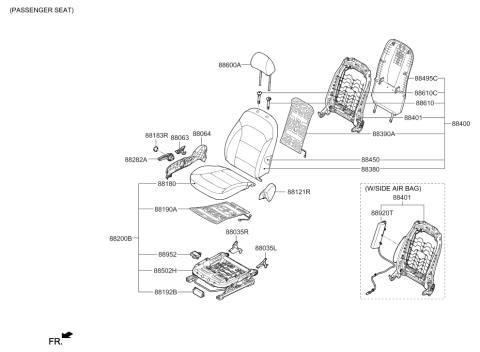 2020 Hyundai Elantra Front Right Hand Seat Back Covering Assembly Diagram for 88460-F3000-YJC