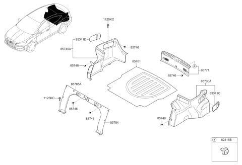 2020 Hyundai Elantra Cover Assembly Luggage Diagram for 85710-F3500-MC