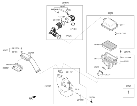 2020 Hyundai Elantra US Alabama made Air Cleaner Diagram 3