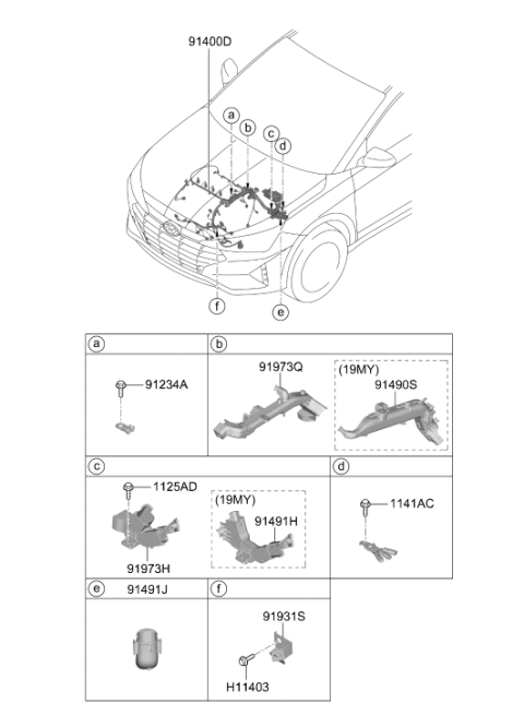 2019 Hyundai Elantra Protector Wiring Diagram for 91961-M6160