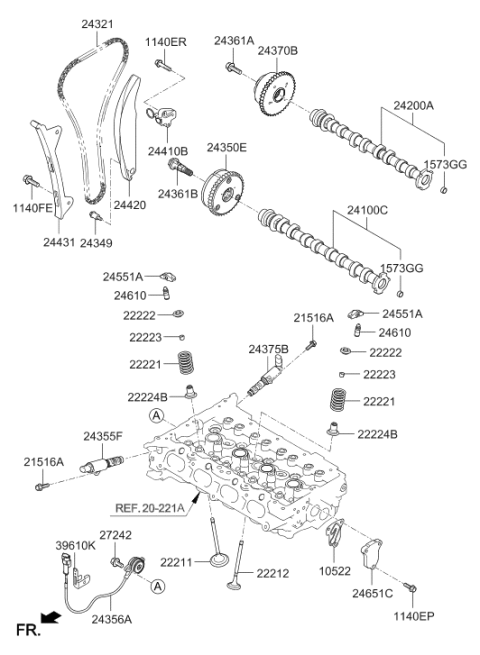 2019 Hyundai Elantra US Alabama made Camshaft & Valve Diagram 2