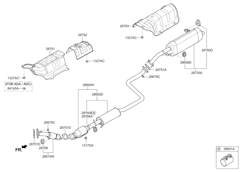 2019 Hyundai Elantra Rear Muffler Assembly Diagram for 28710-F3400