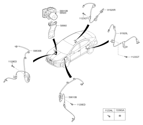 2020 Hyundai Elantra Brake Hydraulic Unit Assembly Diagram for 58910-F3510