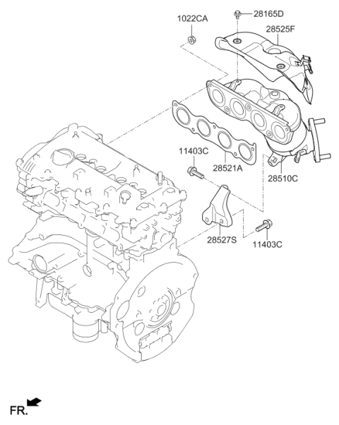2019 Hyundai Elantra Exhaust Manifold Catalytic Assembly Diagram for 28510-2EFA0
