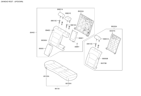 2020 Hyundai Elantra Rear Seat Cushion Covering Assembly Diagram for 89160-F3000-YJC