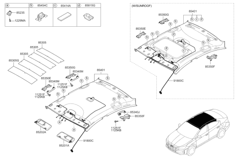 2020 Hyundai Elantra Sun Visor Assembly Left Diagram for 85210-F3100-XUG