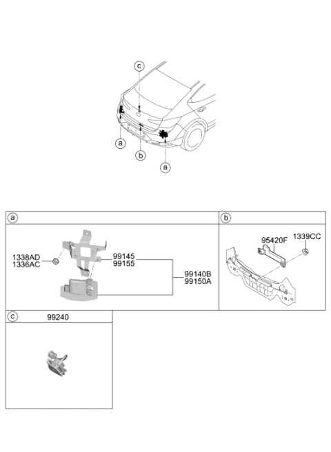 2020 Hyundai Elantra Rear View Camera Unit Assembly Diagram for 99240-F2000-S3B