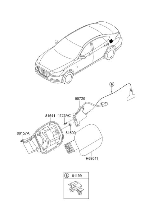 2016 Hyundai Genesis Housing-Fuel Filler Door Diagram for 81595-B1000