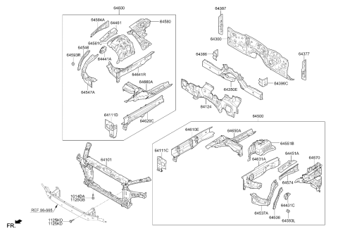 2014 Hyundai Genesis Member Assembly-Dash Cross Complete Diagram for 64350-B1500