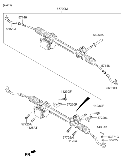 2016 Hyundai Genesis Tie Rod End Assembly Left Hand Diagram for 56820-B1400