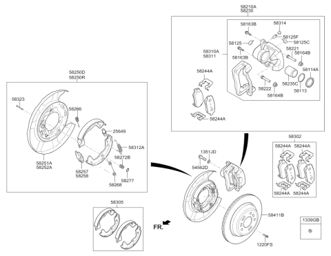 2016 Hyundai Genesis Pad Spring Diagram for 58244-3M300