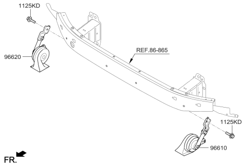 2015 Hyundai Genesis High Pitch Horn Assembly Diagram for 96620-B1150
