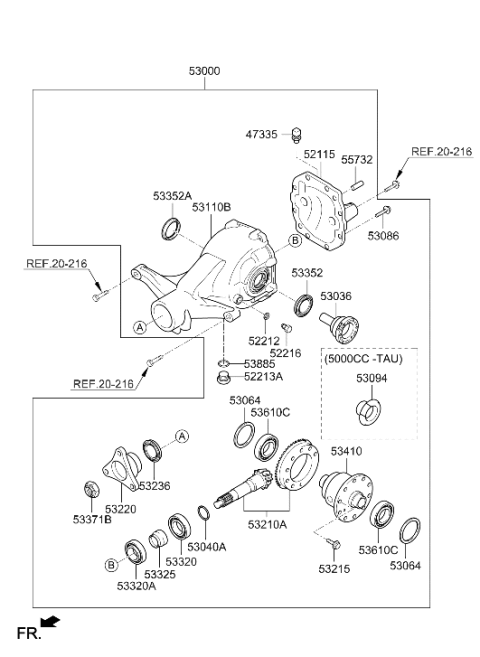 2016 Hyundai Genesis Case Assembly-Differential Diagram for 53020-3C000