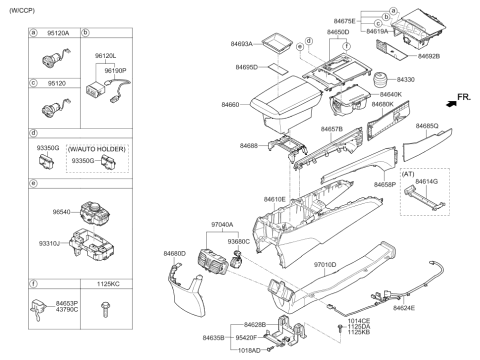 2016 Hyundai Genesis Cigar Lighter Socket Assembly Diagram for 95120-B1050