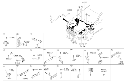 2014 Hyundai Genesis Wiring Assembly Front Diagram for 91210-B1734