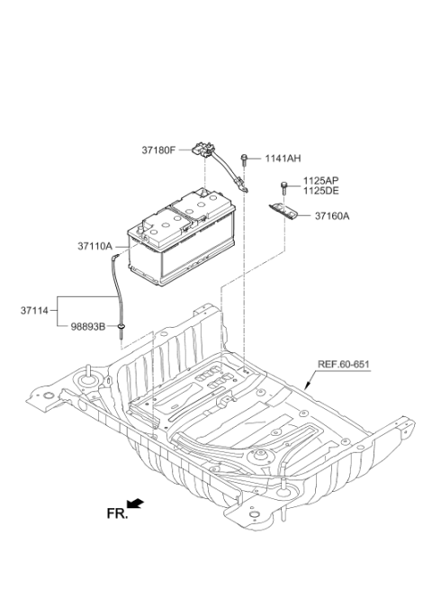 2016 Hyundai Genesis Battery Sensor Assembly Diagram for 37180-B1200