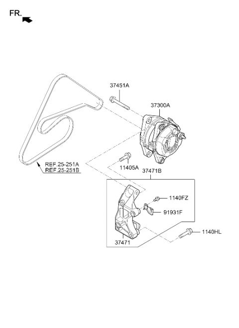 2014 Hyundai Genesis Bracket-Generator Diagram for 37460-3F400