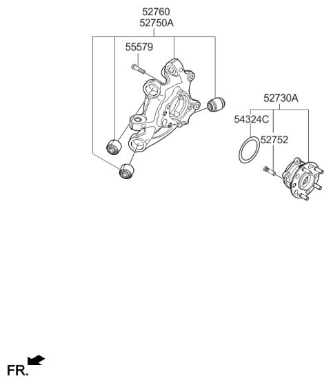 2014 Hyundai Genesis Rear Wheel Hub And Bearing Assembly Diagram for 52730-B1050