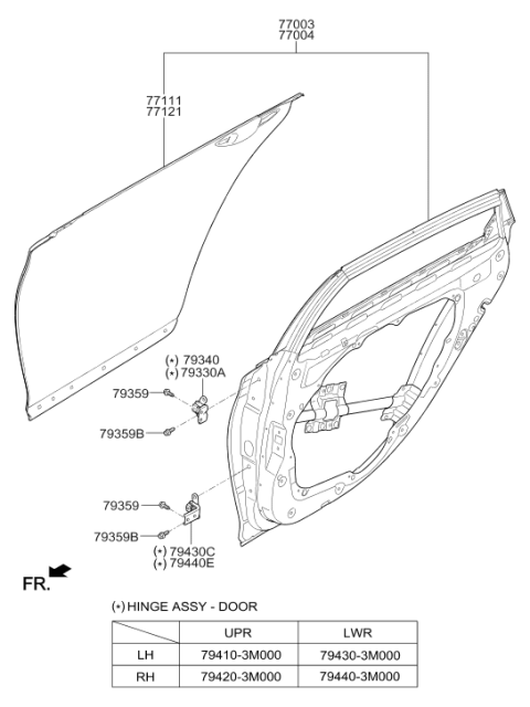 2016 Hyundai Genesis Rear Door Outer Panel Right Hand Diagram for 77121-B1000