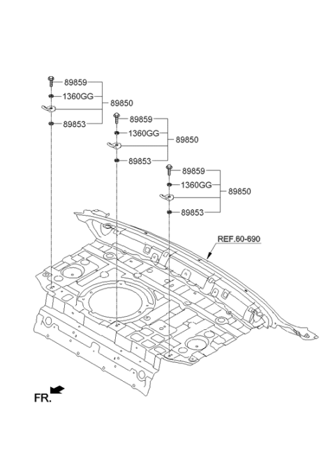 2014 Hyundai Genesis Child Rest Hook Holder Assembly Diagram for 89891-3T000