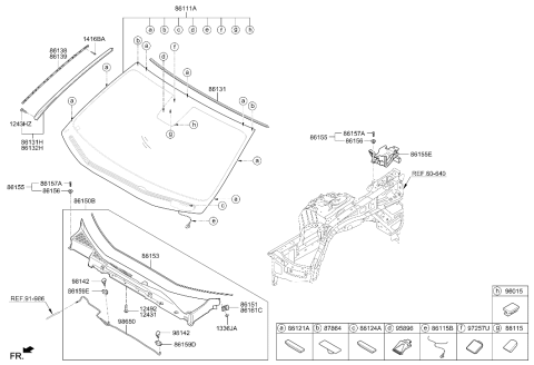 2016 Hyundai Genesis Pad-Windshield Lower Spacer Diagram for 86114-2E000