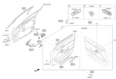 2014 Hyundai Genesis Cap-Front Door Inside,RH Diagram for 82629-B1000-4X