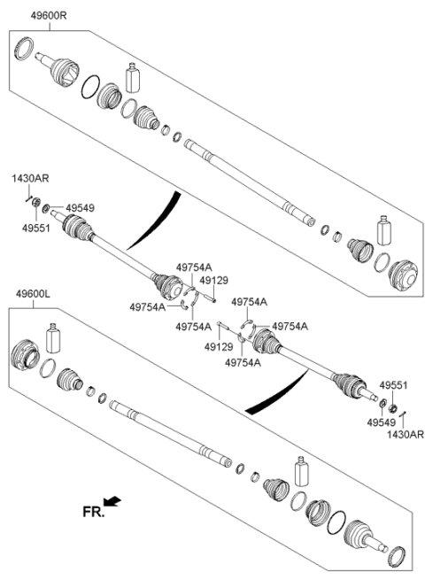 2015 Hyundai Genesis Shaft Assembly-Drive Rear,RH Diagram for 49601-B1100