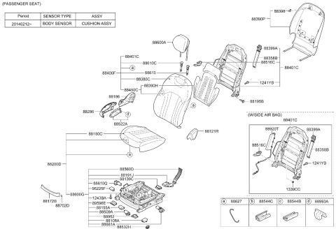 2015 Hyundai Genesis Front Passenger Seat Cushion Assembly Diagram for 88200-B1870-PPS