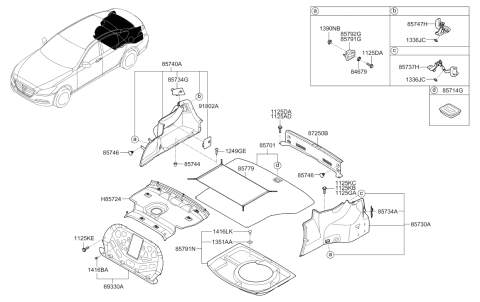 2015 Hyundai Genesis Partition Assembly-Panel & Trim Diagram for 69330-B1010