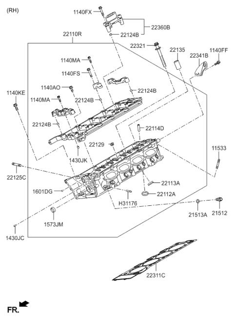 2015 Hyundai Genesis Cylinder Head Diagram 2